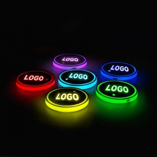 2pcs Car LED Cup Holder Light Automotive Interior USB Colorful Drink Holder for Any Car Models