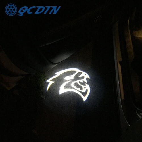 QCDIN For DODGE Challenger LED Car Door Logo Lights - for Dodge Challenger Hellcat R/T SRT SXT GT SE T/A Shaker 392